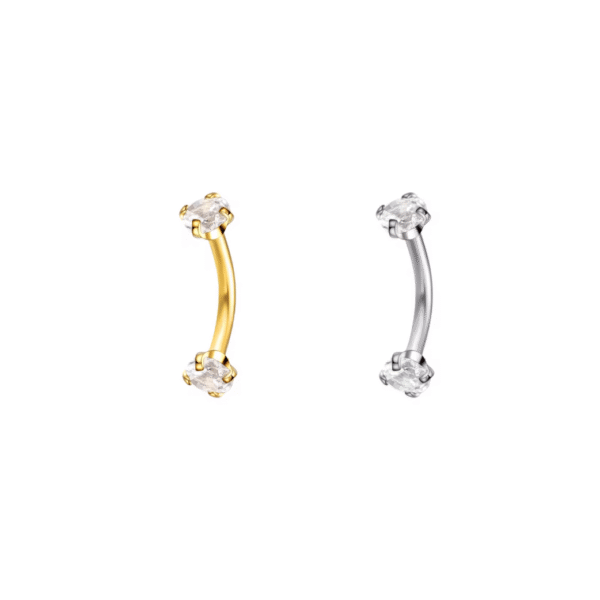 CRYSTAL PRONGED CURVED BARBELL