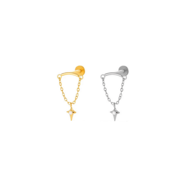SHIMMER WITH CHAIN DANGLING FLATBACK